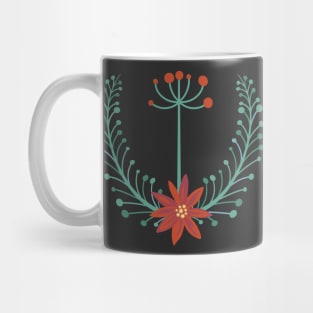 Folk Art Poinsettia Emblem Mug